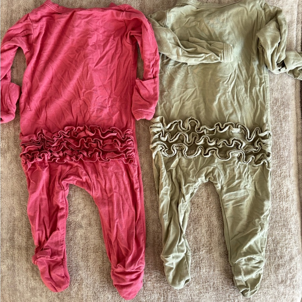 Kids Ruffled One Piece Set - Pink and Green
